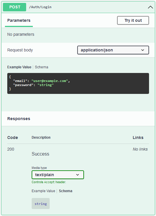 Example of a Swagger endpoint with no response defined