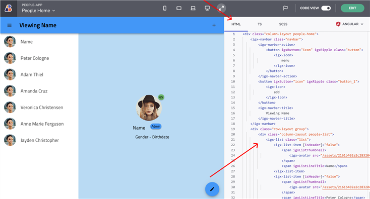Visualização do esboço para código no App Bulder
