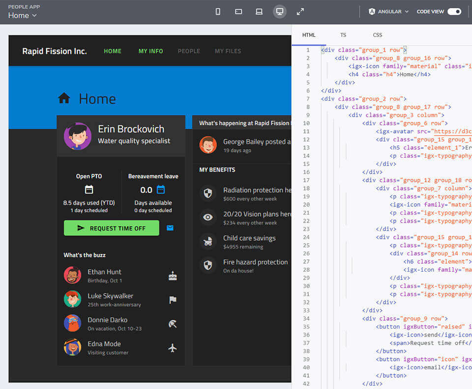 With App Builder, developers can preview the actual source code of a prototype in real time before generating a Blazor application.