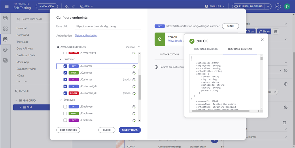 App Builder의 격자 CRUD 작업