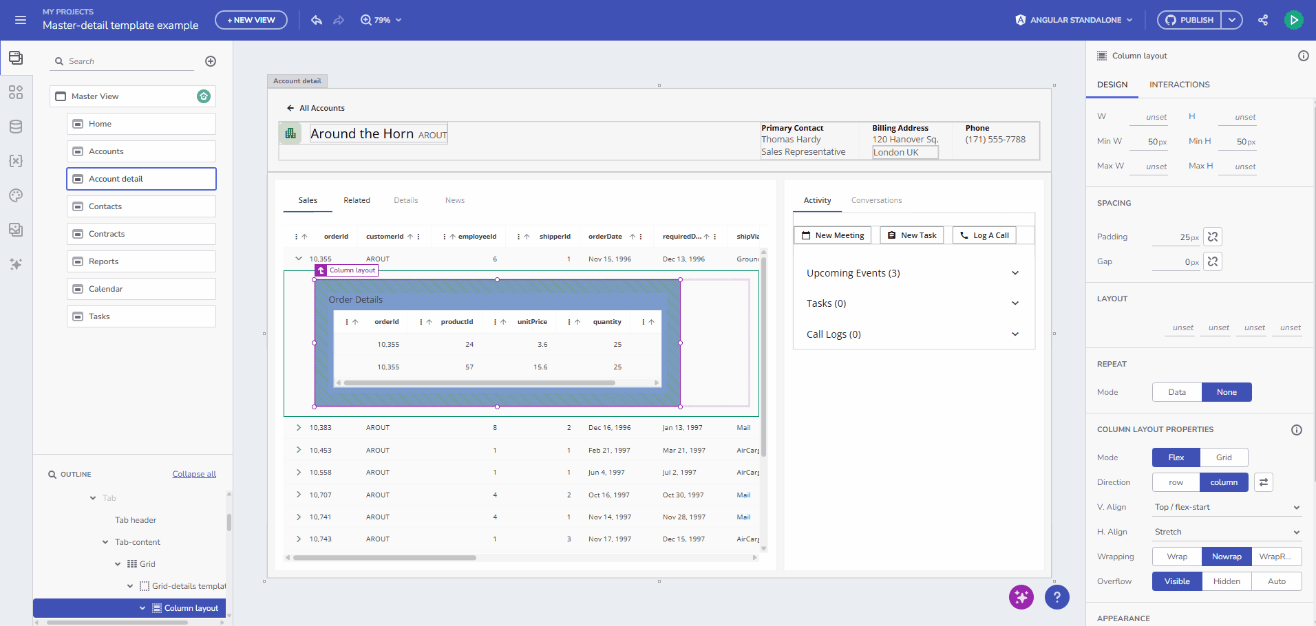 App Builder June Release: Conditional Data Actions, Grid Master-Detail, Spanish Localization & More Grid Master Detail Template Example